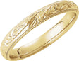 14K Yellow Gold 3 mm Hand-Engraved Milgrain Sculptural Comfort-Fit Half-Round Band Size 5