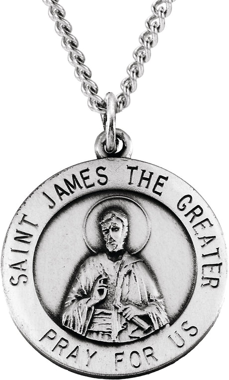 Sterling Silver 18 mm St. James Medal 18" Necklace  
