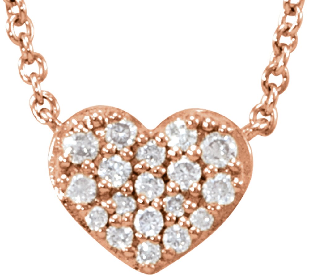 14K Rose 1/10 CTW Natural Diamond Heart 18" Necklace