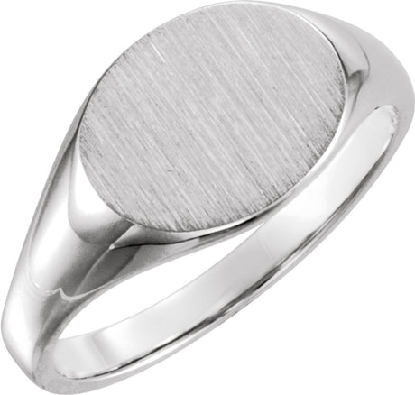 14K White 12x9 mm Oval Signet Ring 