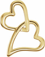 14K Yellow Double Heart Slide Pendant