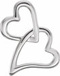 14K White Double Heart Slide Pendant