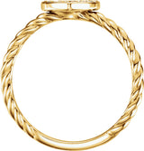 14K Yellow Gold 1/8 CTW Natural Diamond Heart Rope Ring
