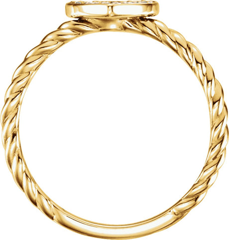 14K Yellow Gold 1/8 CTW Natural Diamond Heart Rope Ring