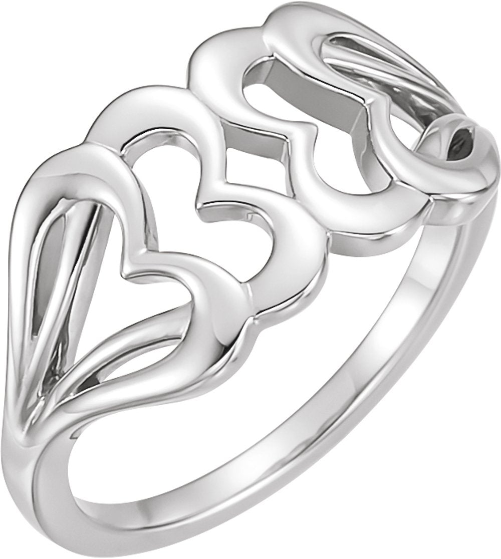 14K White Heart Ring