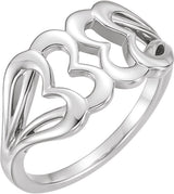 14K White Heart Ring