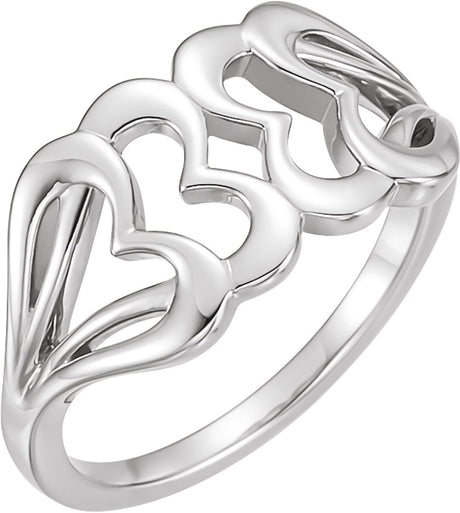14K White Heart Ring