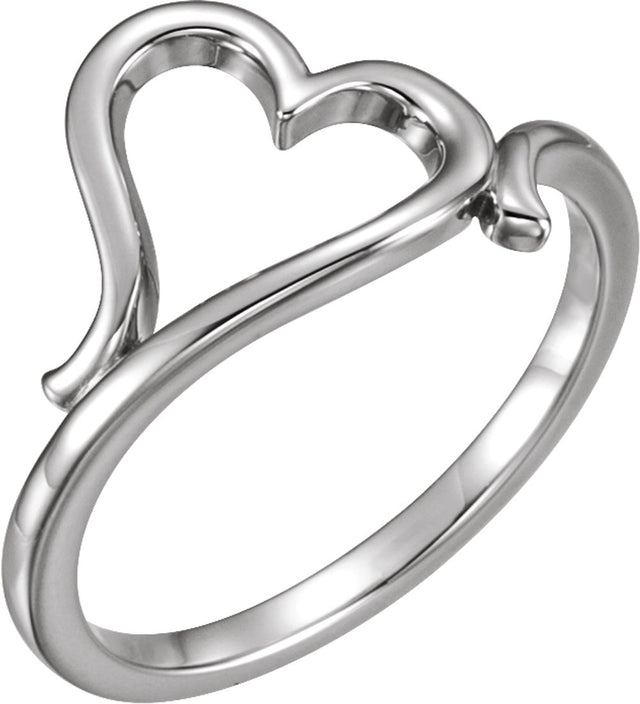 14K White Gold Heart Ring