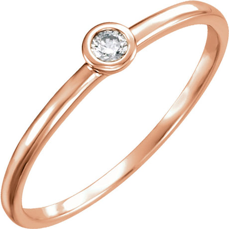 14K Rose .06 CT Natural Diamond Bezel-Set Ring