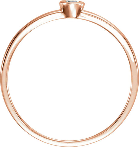14K Rose .06 CT Natural Diamond Bezel-Set Ring