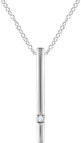 14K White .015 CT Natural Diamond Bar 16-18" Necklace