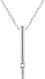 14K White .015 CT Natural Diamond Bar 16-18" Necklace