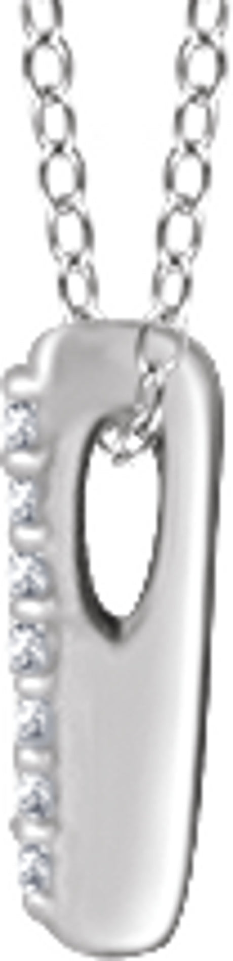 14K White Gold .05 CTW Natural Diamond Bar 16-18" Necklace