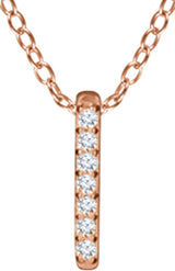14K Rose Gold .05 CTW Natural Diamond Bar 16-18" Necklace