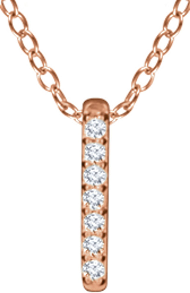 14K Rose Gold .05 CTW Natural Diamond Bar 16-18" Necklace