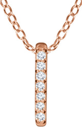 14K Rose .05 CTW Natural Diamond Bar 16-18" Necklace