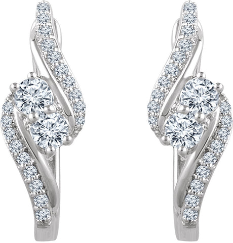 14K White 5/8 CTW Natural Diamond Earrings