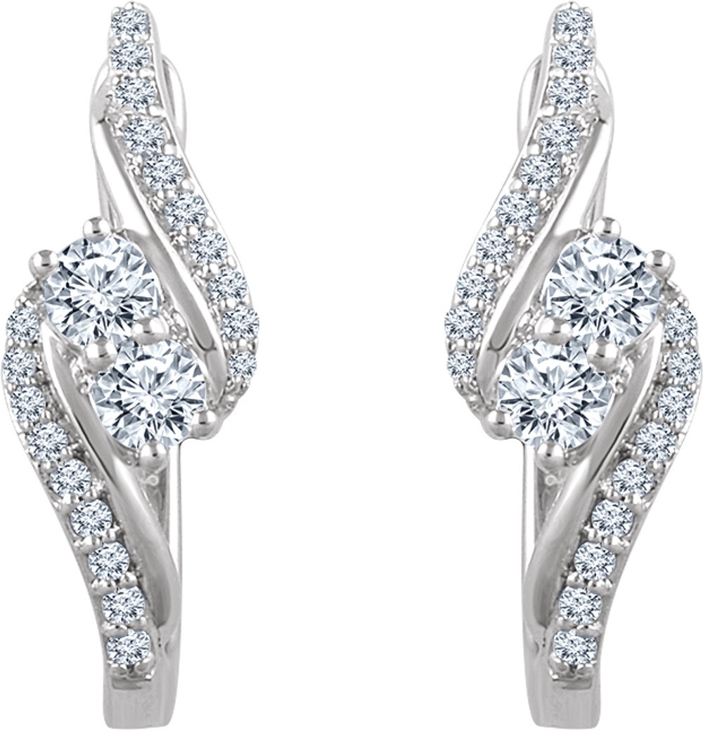 14K White 5/8 CTW Natural Diamond Earrings