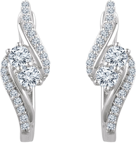 14K White 5/8 CTW Natural Diamond Earrings