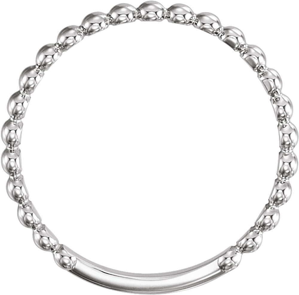 14K White Gold 2 mm Stackable Beaded Ring