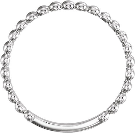 14K White Gold 2 mm Stackable Beaded Ring