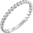 14K White 2 mm Stackable Beaded Ring