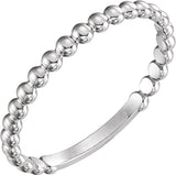 14K White Gold 2 mm Stackable Beaded Ring