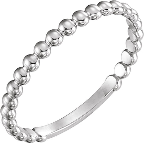 14K White Gold 2 mm Stackable Beaded Ring