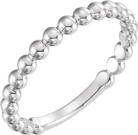 14K White Gold 2.5 mm Stackable Beaded Ring