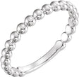 14K White Gold 2.5 mm Stackable Beaded Ring