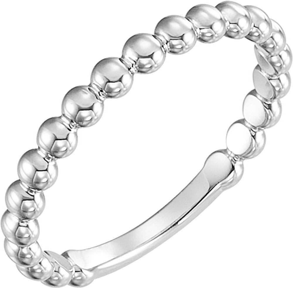 14K White Gold 2.5 mm Stackable Beaded Ring