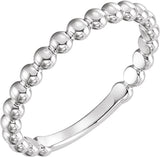 14K White Gold 2.5 mm Stackable Beaded Ring