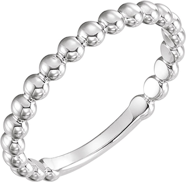 14K White Gold 2.5 mm Stackable Beaded Ring