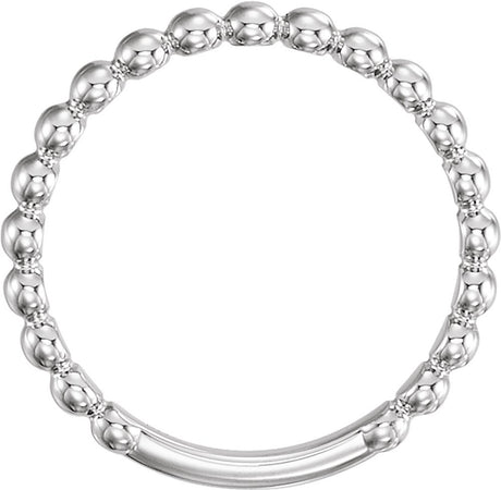 14K White Gold 2.5 mm Stackable Beaded Ring