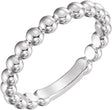 14K White 3 mm Stackable Beaded Ring
