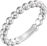 14K White 3 mm Stackable Beaded Ring