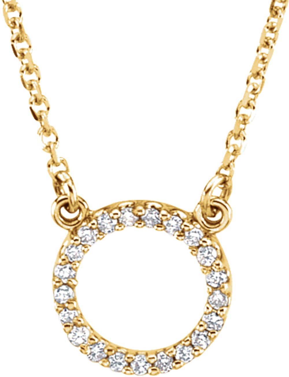 14K Yellow Gold .08 CTW Natural Diamond Circle 16" Necklace