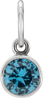 14K White Posh Mommy® Imitation Blue Zircon Charm