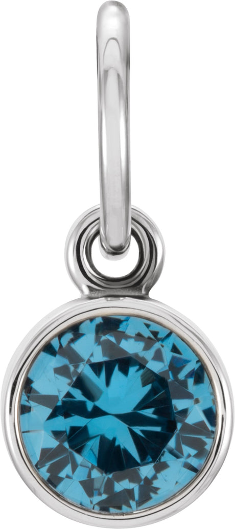14K White Posh Mommy® Imitation Blue Zircon Charm/Pendant