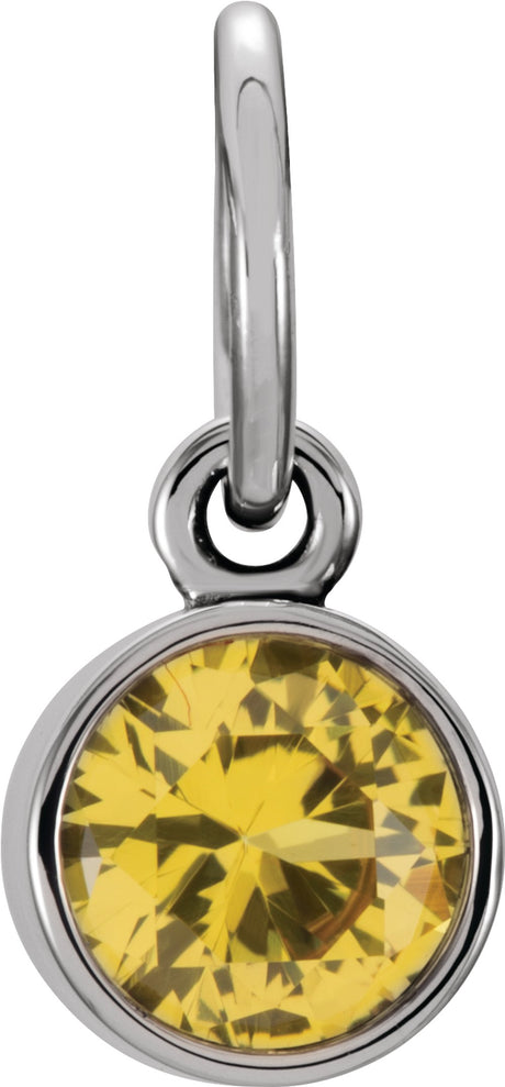 14K White Posh Mommy® Imitation Citrine Charm