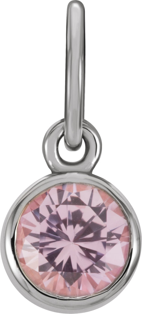 Sterling Silver Posh Mommy® Imitation Pink Tourmaline Charm/Pendant