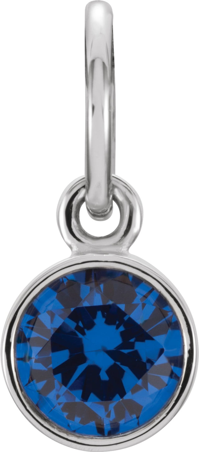 14K White Gold Posh Mommy® Imitation Blue Sapphire Charm/Pendant