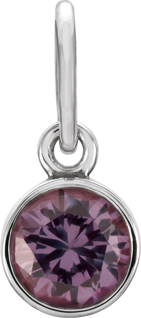 14K White Posh Mommy® Imitation Alexandrite Charm