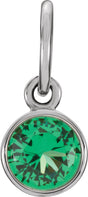 14K White Gold Posh Mommy® Imitation Emerald Charm/Pendant