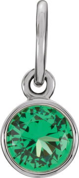 Sterling Silver Posh Mommy® Imitation Emerald Charm/Pendant