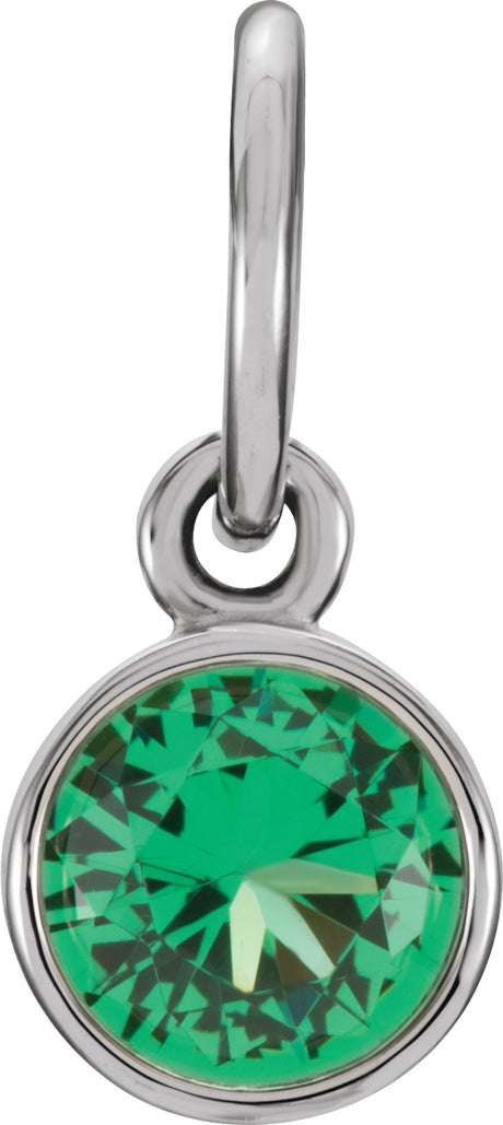 Sterling Silver Posh Mommy® Imitation Emerald Charm/Pendant