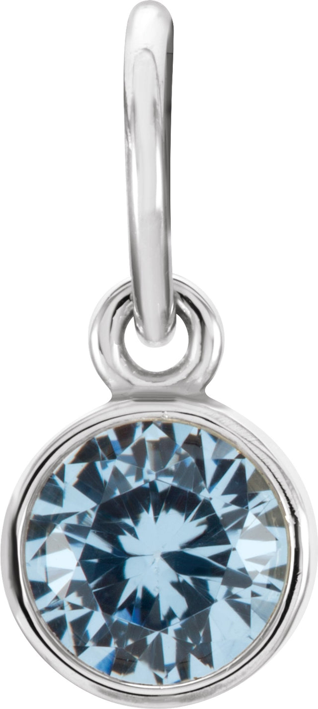 14K White Gold Posh Mommy® Imitation Aquamarine Charm/Pendant
