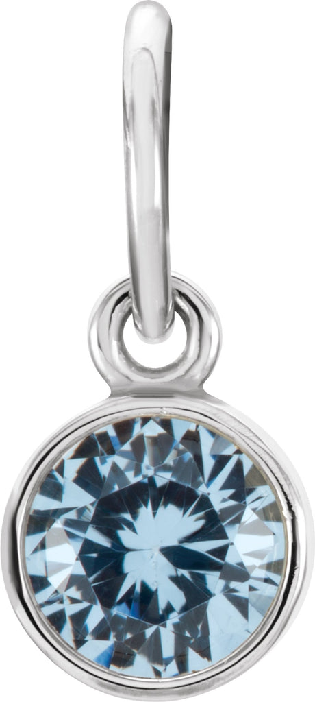 14K White Posh Mommy® Imitation Aquamarine Charm