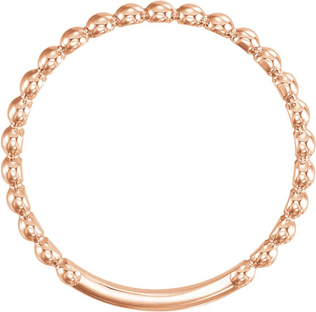 14K Rose 2 mm Stackable Bead Ring