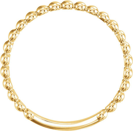 14K Yellow Gold 2 mm Stackable Beaded Ring